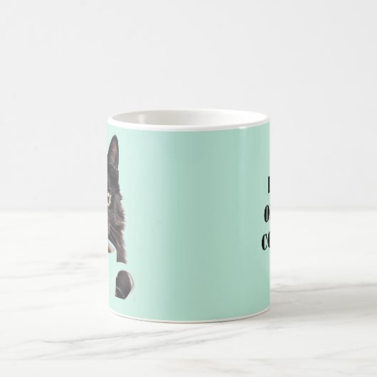 コーヒーを切り取る,黒猫,ミントカラー,カスタム コーヒーマグカップ (中央)