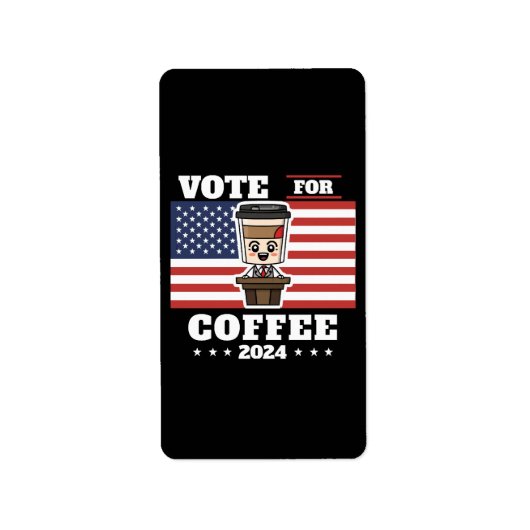 コーヒーを大統領に、コーヒーに投票 ラベル (正面)