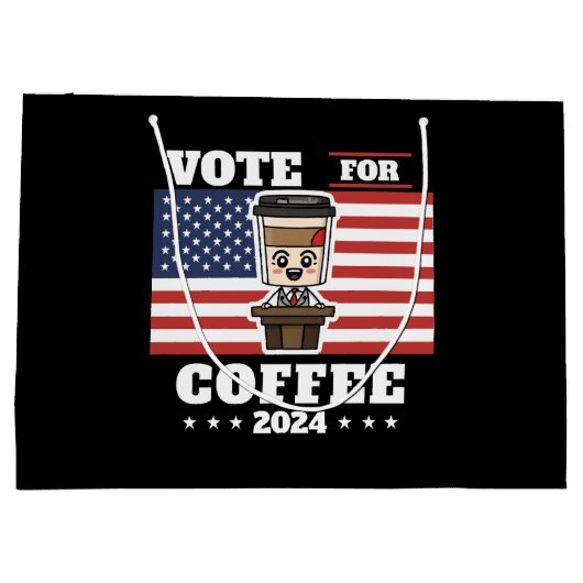 コーヒーを大統領に、コーヒーに投票 ラージペーパーバッグ (裏面)