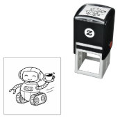 コーヒーを届ける可愛いロボット セルフインキングスタンプ (インサイチュ)