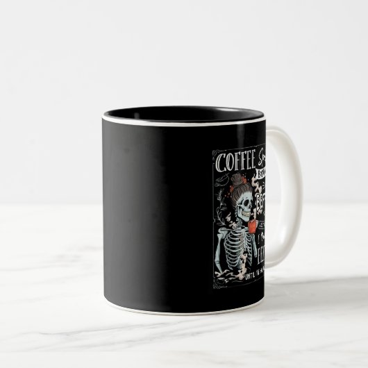 コーヒーを後ろ向きに流すとエフォックおもしろいスケルトン ツートーンマグカップ (正面右)