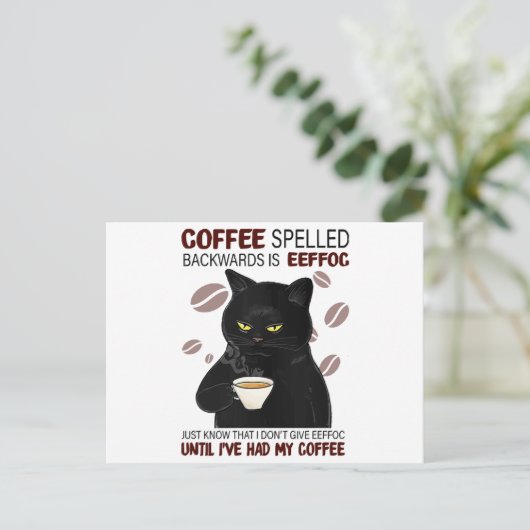 コーヒーを後ろ向きに綴ればEeffocは知っている ポストカード (スタンド正面)