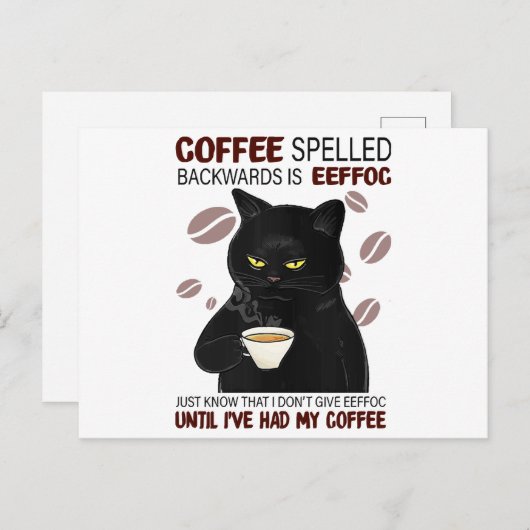 コーヒーを後ろ向きに綴ればEeffocは知っている ポストカード (正面/裏面)