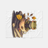 コーヒーを愛するカエル読の本 フリースブランケット (正面(横))