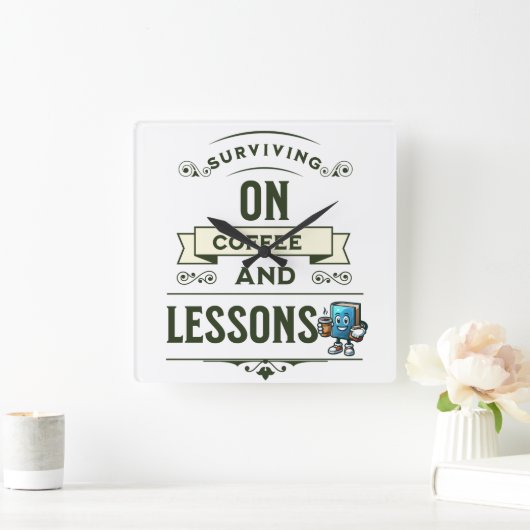 コーヒーを愛する先生への感謝の気持ち スクエア壁時計 (ホーム)