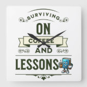 コーヒーを愛する先生への感謝の気持ち スクエア壁時計 (正面)