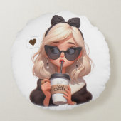 コーヒーを愛する ラウンドクッション (裏面)