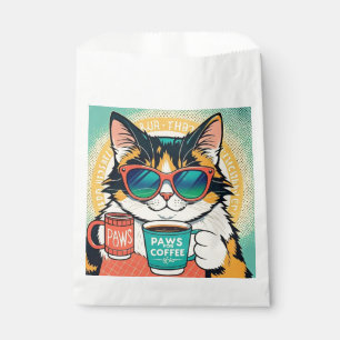 コーヒーを持ちながら大きすぎるサングラスをかけた猫 フェイバーバッグ