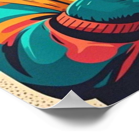 コーヒーを持ちながら大きすぎるサングラスをかけた猫 ポスター (角)