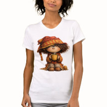 コーヒーを持ったキュートガールTシャツ