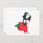 コーヒーを持ったペッパー ポストカード (正面/裏面)