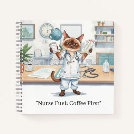 コーヒーを持った看護師とあなたのテキスト ノートブック