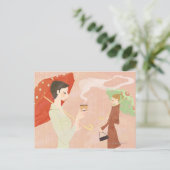 コーヒーを持っている女性 ポストカード (スタンド正面)