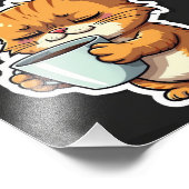 コーヒーを持っている猫 フォトプリント            (角)