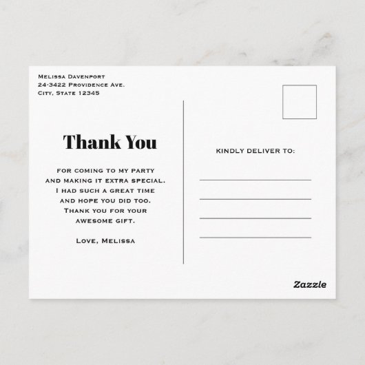 コーヒーを持つかわいいフクロウありがとう ポストカード (裏面)