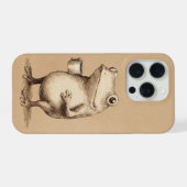 コーヒーを持つカエル – 幻想的なビンテージ動物 iPhoneケース (裏面横)