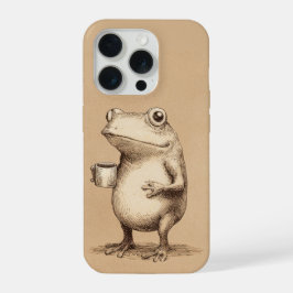 コーヒーを持つカエル – 幻想的なビンテージ動物 iPhone 15 PROケース