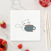 コーヒーを持つ幸せな猫 スタンダードランチョンナプキン (インサイチュ)