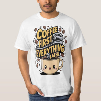 コーヒーを最初に飲み干す Tシャツ