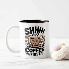 コーヒーを最初に ファニー コーヒー愛好家 シーッ ツートーンマグカップ