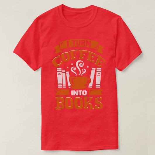 コーヒーを本にする Tシャツ (デザイン正面)