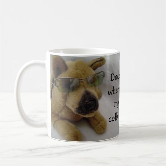 コーヒーを求める面白い犬 コーヒーマグカップ (左)