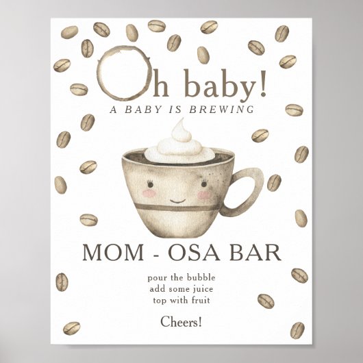 コーヒーを淹れるベビーシャワーのMomosaバー ポスター (正面)