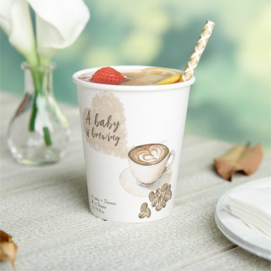 コーヒーを淹れるベビーシャワー 紙コップ (インサイチュ)