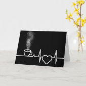 コーヒーを湯気に飲みながら一日を過ごす記念日 カード (黄色い花)