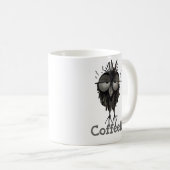 コーヒーを言っているカスタムでかわいく、おもしろいで眠いフクロウ! コーヒーマグカップ (正面右)