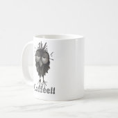 コーヒーを言っているカスタムでかわいく、おもしろいで眠いフクロウ! コーヒーマグカップ (正面左)