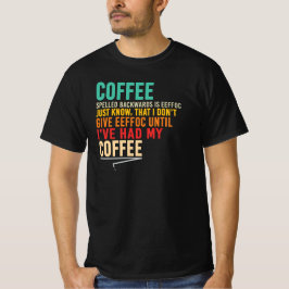 コーヒーを逆さに書くと「eeffoc」 サラスティックな引用 tシャツ