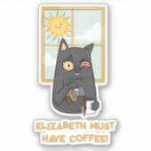 コーヒーを飲まない猫がジャワを注ぐこと シール (正面)