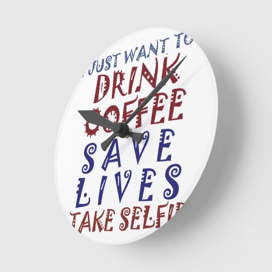 コーヒーを飲みたい救だ ラウンド壁時計 (傾斜)