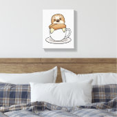 コーヒーを飲みながらナマケモノ キャンバスプリント (インサイチュ (寝室))