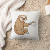 コーヒーを飲みながらナマケモノ クッション (ブランケット)