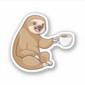 コーヒーを飲みながらナマケモノ シール (正面)