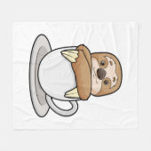 コーヒーを飲みながらナマケモノ フリースブランケット (正面(横))