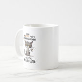 コーヒーを飲みながら猫を飼っていおもしろいる コーヒーマグカップ (正面左)