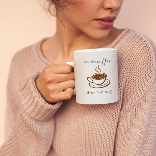 コーヒーを飲み始めたら可愛い日パーソナライズされた ツートーンマグカップ