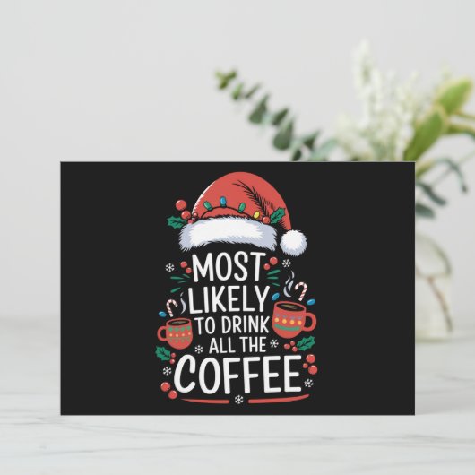 コーヒーを飲み尽くす最も可能性の高い家族のX'mas シーズンカード (スタンド正面)