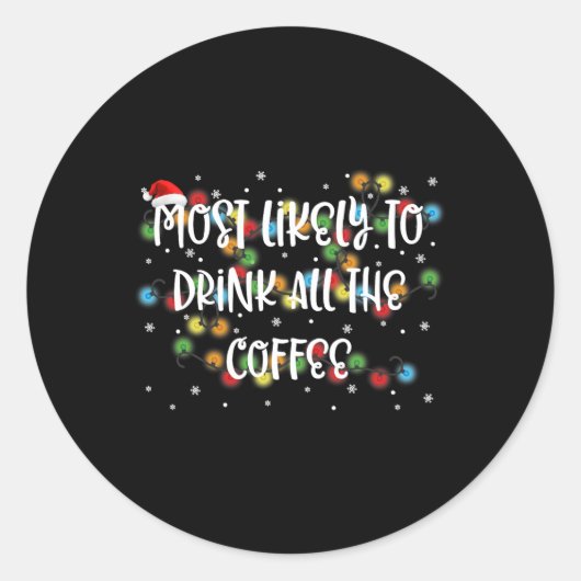 コーヒーを飲み干すであろう一家のストッキング ラウンドシール (正面)