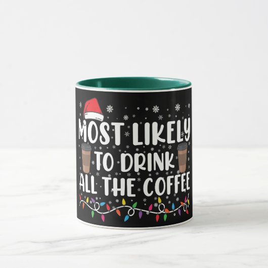 コーヒーを飲み干すクリスマス マグカップ (中央)