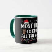 コーヒーを飲み干すクリスマス マグカップ (正面左)