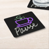 コーヒーを飲み込む スクエアペーパーコースター (アングル)