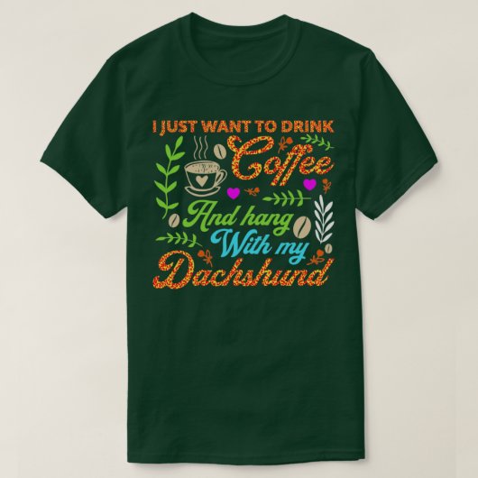 コーヒーを飲み、ダッつるチと一緒に Tシャツ (デザイン正面)