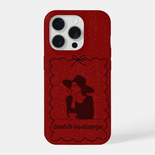 コーヒーを飲むかわいい女の子 iPhoneケース iPhone 15 Proケース (裏面)
