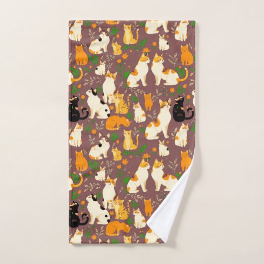 コーヒーを飲むかわいい猫たち|過去記事 バスタオルセット (ハンドタオル)