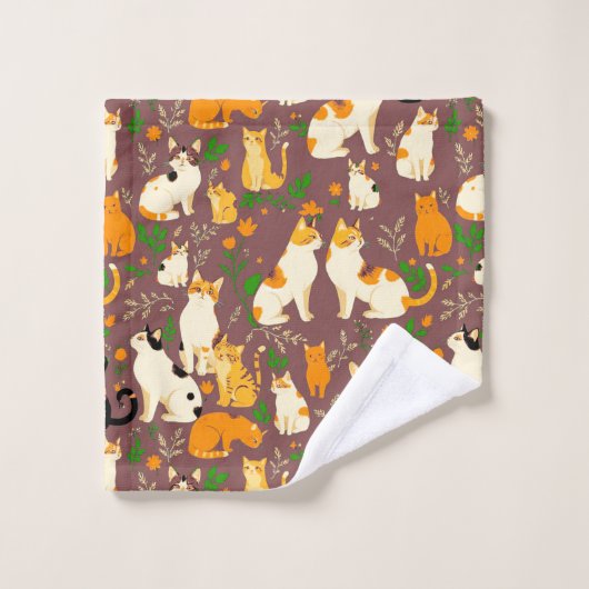 コーヒーを飲むかわいい猫たち|過去記事 バスタオルセット (ウォッシュタオル)