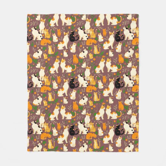 コーヒーを飲むかわいい猫たち|過去記事 フリースブランケット (正面)